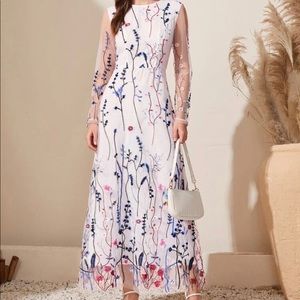 Floral Mesh Overlay Dress